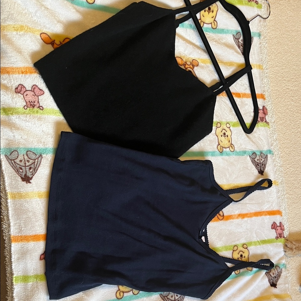 Aritzia Black and Blue Tank Tops